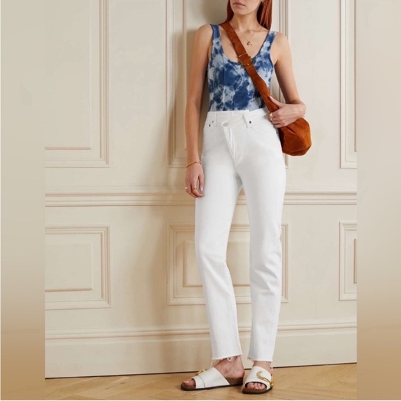 Agolde Criss Cross Straight Jeans in Element White Size 26 - Picture 2 of 9